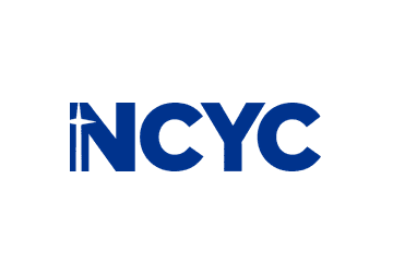 Blue block text spelling out NCYC with a cross super-imposed on the N.